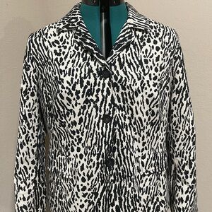 Talbots Black and White Animal Print Blazer
